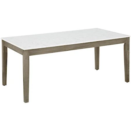 Casual Solid Wood Dining Table with Quartz Top